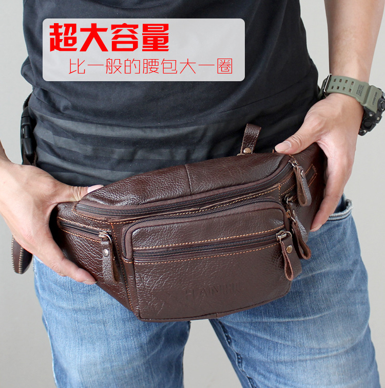 Running Gear For - 本物の牛革ウエストバッグ男性おかしいパックベルトバッグ電話ポーチ複数のポケットハイキングランニングとサイクリングバッグファニーパック