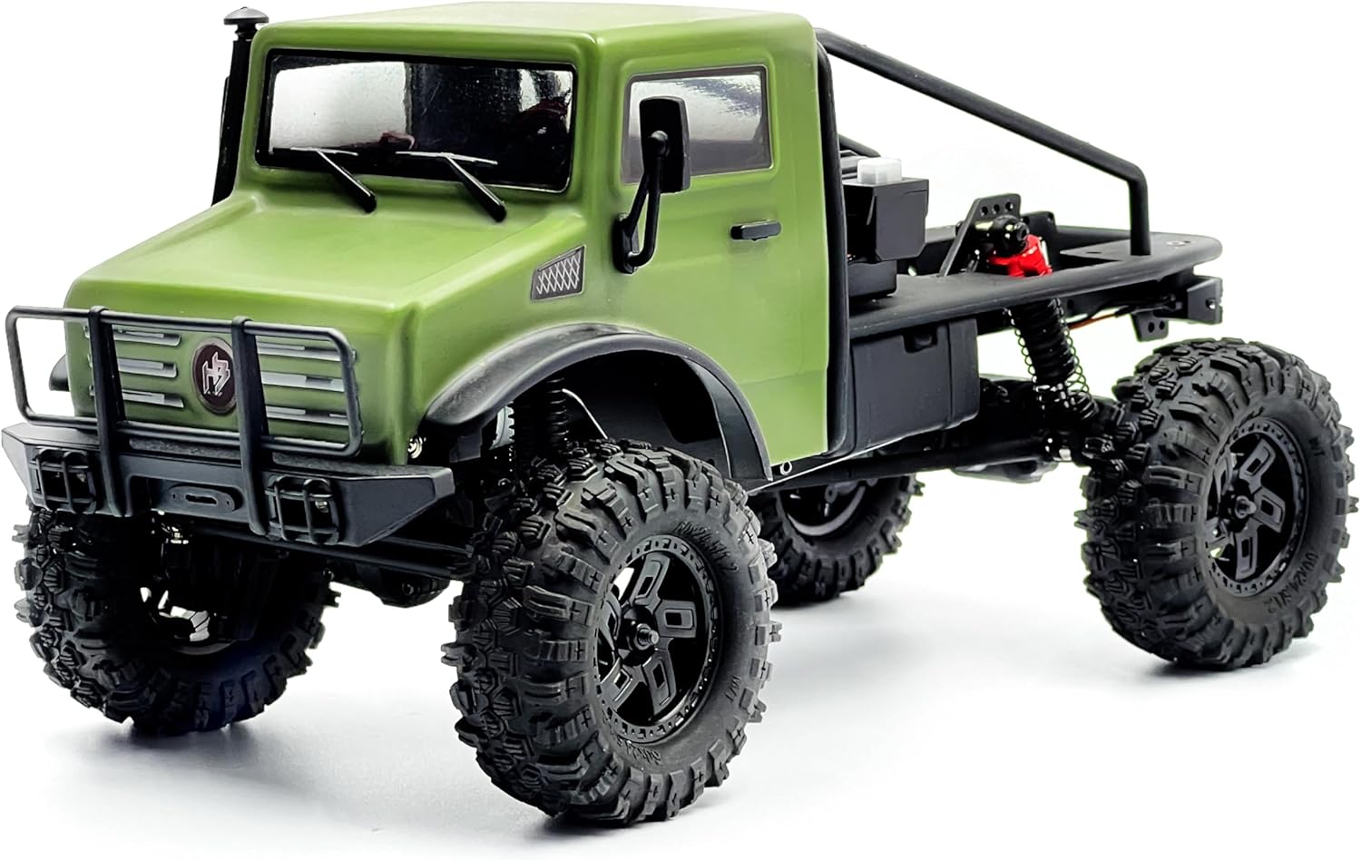 Running Gear Vehicle - 1/18スケール ラジコン クローラートラック - ブラシレスモーター、ポータルアクスル、メタルギア、すぐに走れる状態、2S/3S LiPo対応、マットグリーン