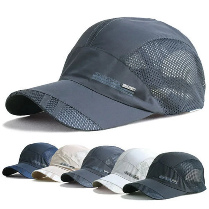 Running Cap Mesh - 調節可能な速乾性通気性帽子 ランニング ベースボール 夏用メッシュキャップ バイザー スポーツ