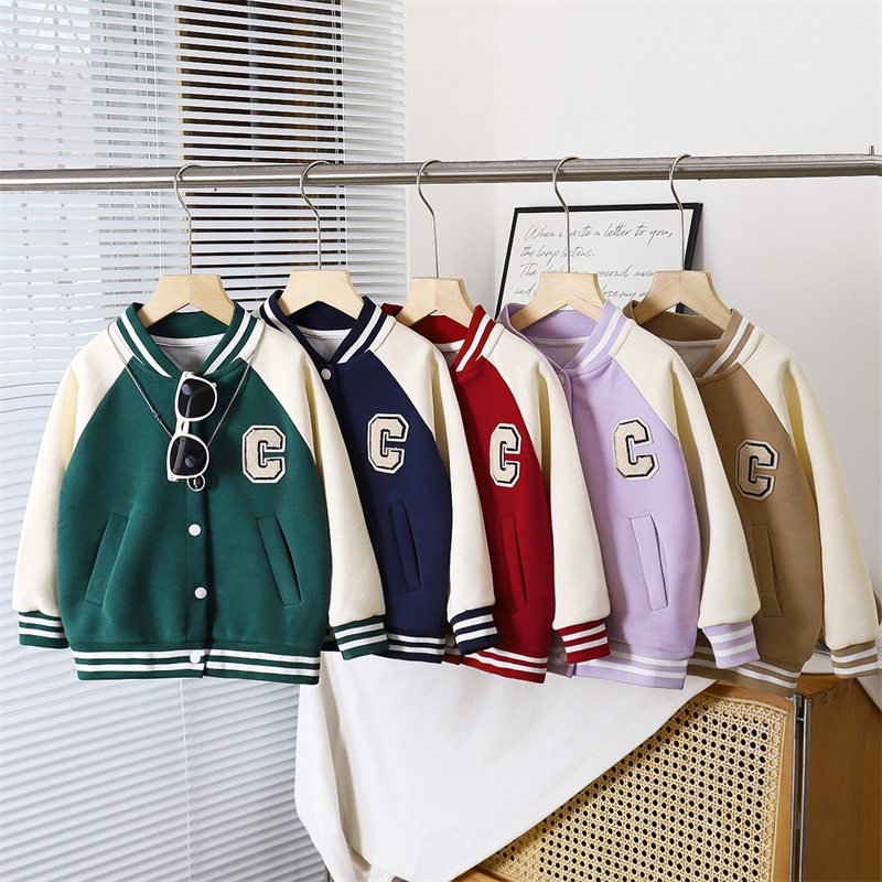 Running Gear For Kids - 子供の野球ジャケットボーイズファッションコート秋女の子手紙カジュアル上着春の新作ベビーキッズルーズスポーツ服