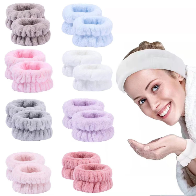Sweat Band Wrist - 1/2/4 個冬用ウォッシュフェイスとリストバンド吸水スポーツ汗拭きブレスレットヘアバンド防湿スリーブリストガード