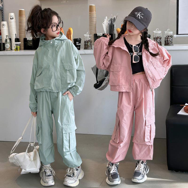 Running Gear For Kids - ZOETOPKID 男の子女の子セット子供春秋スポーツスーツ子供フード付きジャケット + パンツ 2 個衣装ティーンエイジャートレンチ服